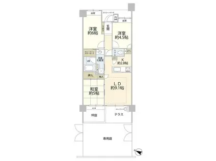 クオス保土ヶ谷(3LDK/1階)の間取り写真