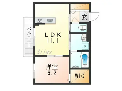 ルナメゾンB棟(1LDK/1階)の間取り写真