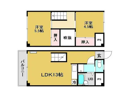 LB1北棟(2LDK/6階)の間取り写真