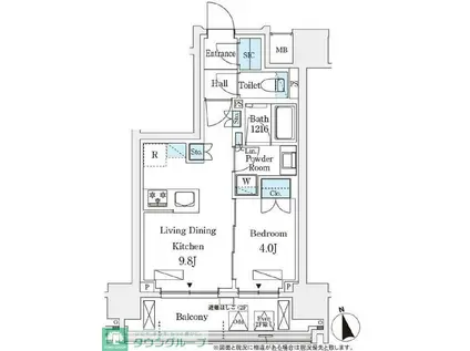シーズンフラッツ浅草六丁目(1LDK/11階)の間取り写真