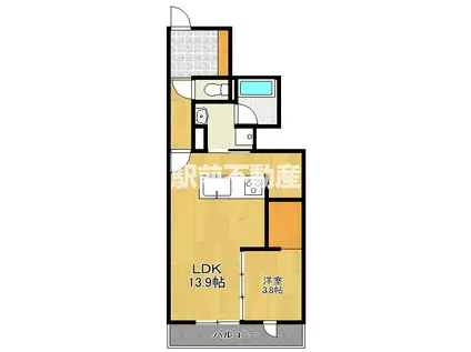 O・フレア A棟(1LDK/1階)の間取り写真