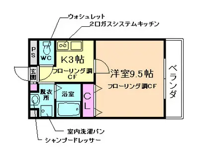 アネックス桜の町C棟(1K/3階)の間取り写真