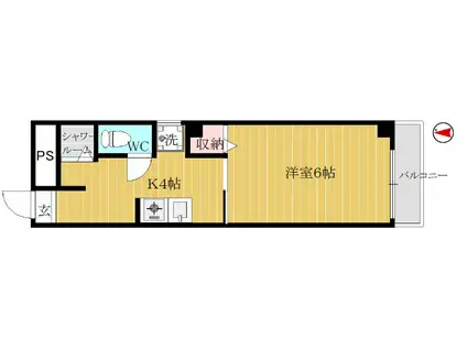 ファーストコート栗原(1K/1階)の間取り写真