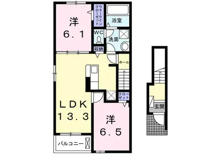 ランドールI(2LDK/2階)の間取り写真
