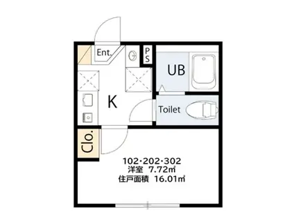 TINO(1K/2階)の間取り写真