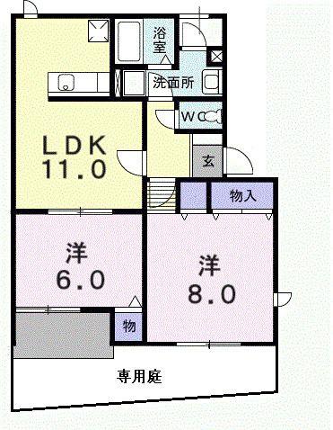 パルテノン吉藤C(2LDK/1階)の間取り写真