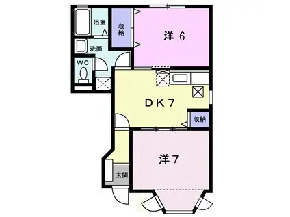 エム・ボヌールA(2DK/1階)の間取り写真