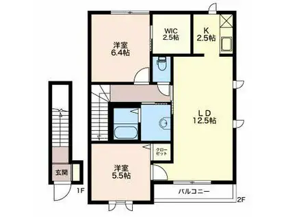 サンパル・ウエスト C(2LDK/2階)の間取り写真