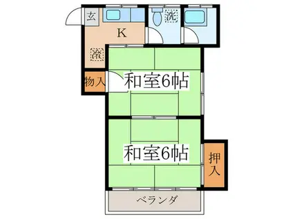 魚沢荘(2K/2階)の間取り写真