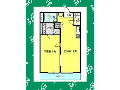 シャトー共栄(1LDK/4階)の間取り写真