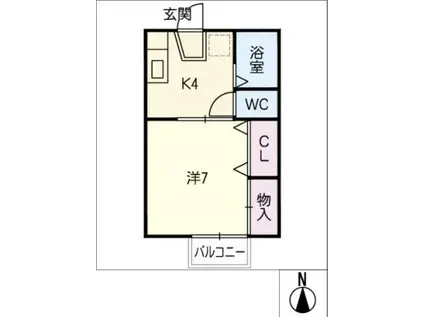 メゾン緑山(1K/1階)の間取り写真