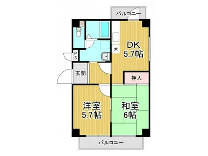 アイビーコート2番館(2DK/3階)の間取り写真