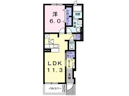 ヴィラ・カネトヨ II(1LDK/1階)の間取り写真