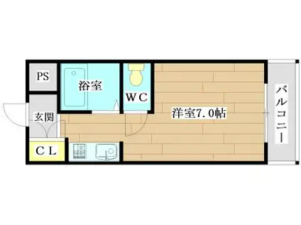 ホリデー・イン・安満(ワンルーム/1階)の間取り写真