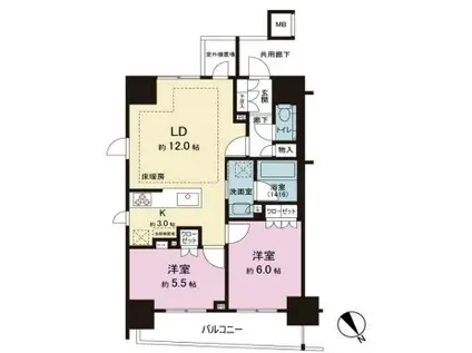 オープンレジデンシア四谷坂町(2LDK/8階)の間取り写真