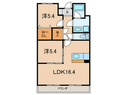 メゾン北町(2LDK/4階)の間取り写真