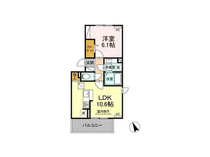 GLANZ.KII(1LDK/1階)の間取り写真