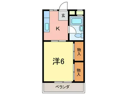 シティハイツ西岡本(1K/2階)の間取り写真