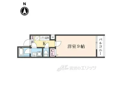 LA FITE KYOTO OIKEウエスト(1K/2階)の間取り写真