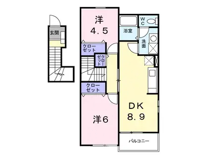 エアリー カーサ(2DK/2階)の間取り写真