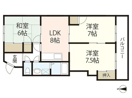 的場レジデンス(3DK/2階)の間取り写真