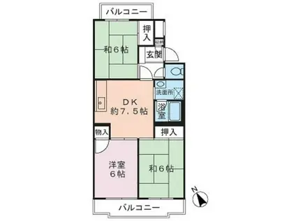 ファミール弥生台(3DK/1階)の間取り写真