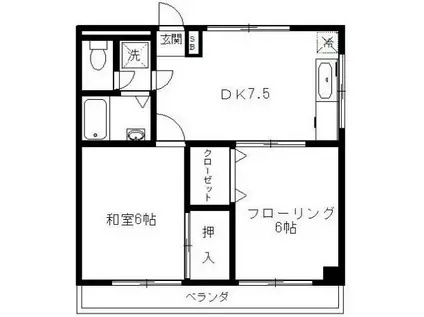 パークヒルズ中野(2DK/2階)の間取り写真