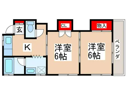 ドエル並木(2K/2階)の間取り写真
