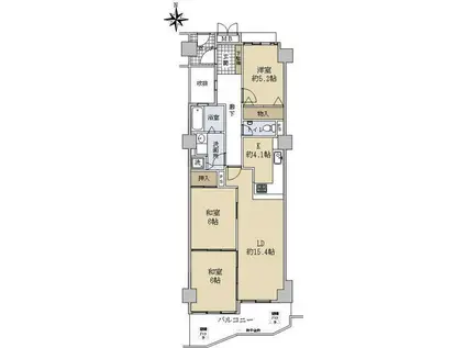 メロディーハイム東大阪(3LDK/7階)の間取り写真