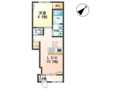 ラ・カンパニュラI(1LDK/1階)の間取り写真