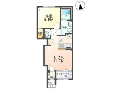 エトワール キリ(1LDK/1階)の間取り写真