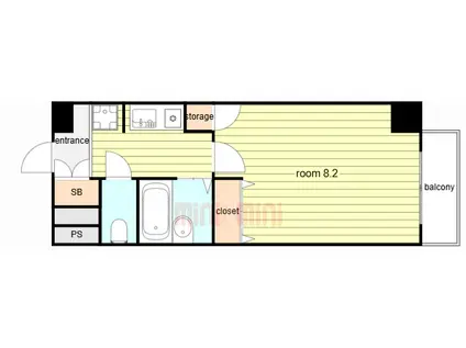 ヴィラセゾン甲南(1K/1階)の間取り写真