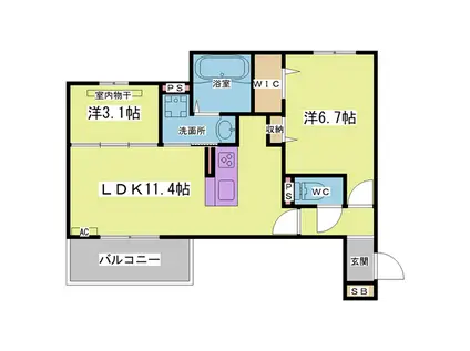 メゾン ド ソルテ A棟(2LDK/2階)の間取り写真