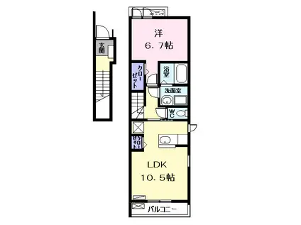 ラブラ・ローズ(1LDK/2階)の間取り写真