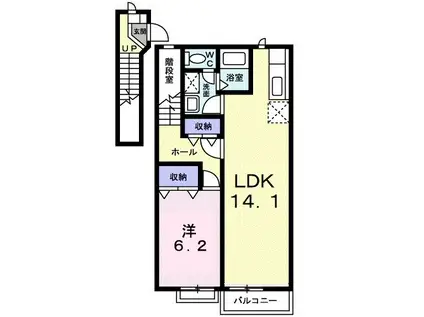 メゾンアヴェニールB(1LDK/2階)の間取り写真