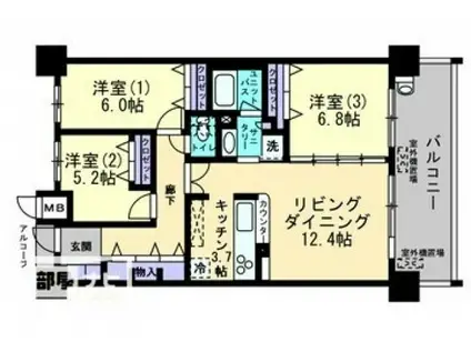 アルファステイツ倉敷寿町II(3LDK/9階)の間取り写真