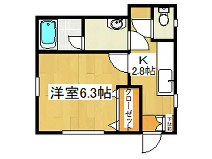 アサノヒルズ(1K/1階)の間取り写真