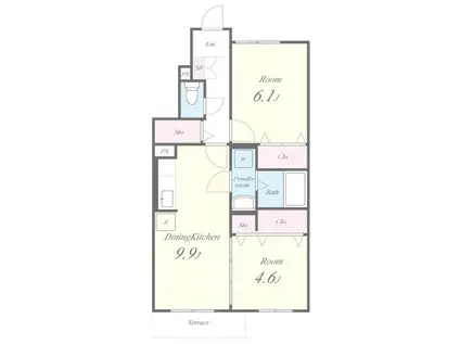 シャルマンハウス(2DK/1階)の間取り写真