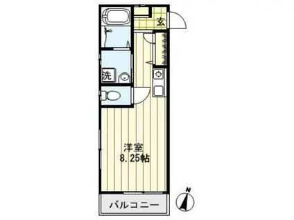 シャムロック高幡(ワンルーム/1階)の間取り写真