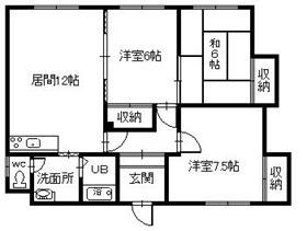 富岡コーポ(3LDK/2階)の間取り写真
