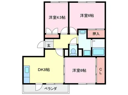 サンフラワーII(3DK/1階)の間取り写真