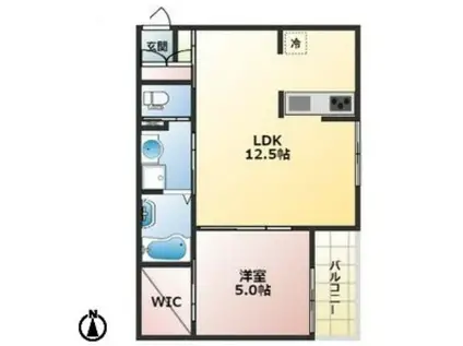 リビングライフ八尾山本(1LDK/3階)の間取り写真