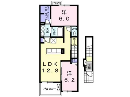 エスポアール(2LDK/2階)の間取り写真