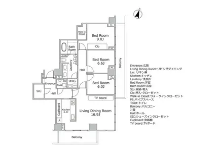 ブランズ六番町(3LDK/6階)の間取り写真
