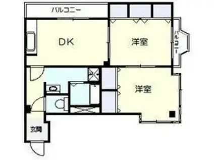 戎フルール谷九(2LDK/2階)の間取り写真