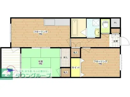 アーバンハーモニー本屋敷(2LDK/2階)の間取り写真