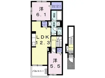 プロムナードII(2LDK/2階)の間取り写真