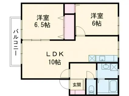 タウンコート塙山 B(2LDK/1階)の間取り写真