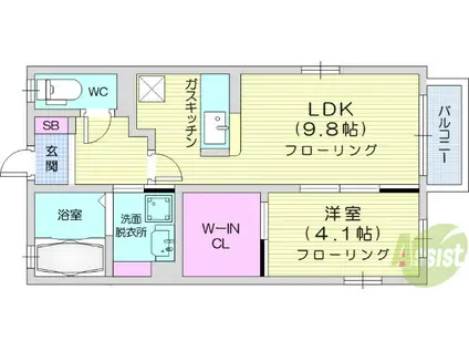 フォートレスⅠ(1LDK/1階)の間取り写真
