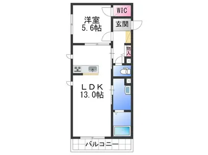 ベレオ金龍寺丁(1LDK/2階)の間取り写真